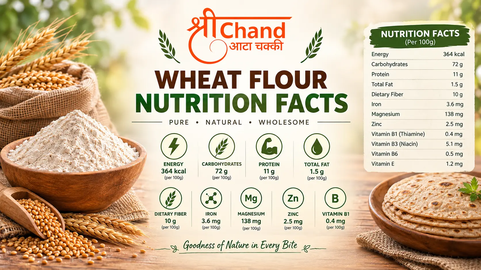 Wheat Flour Nutrition Facts: Calories, Protein & Fibre